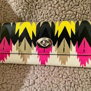Large Coach Multi-Color Leather Wallet